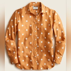 J.Crew Collection 100% Silk Polka-dot Buttonup Blouse New Size 0
